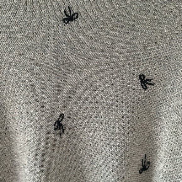 Madewell Womens Bow Jacquard Cream Crewneck Pullover Sweater Sz Medium Preppy - Picture 9 of 10